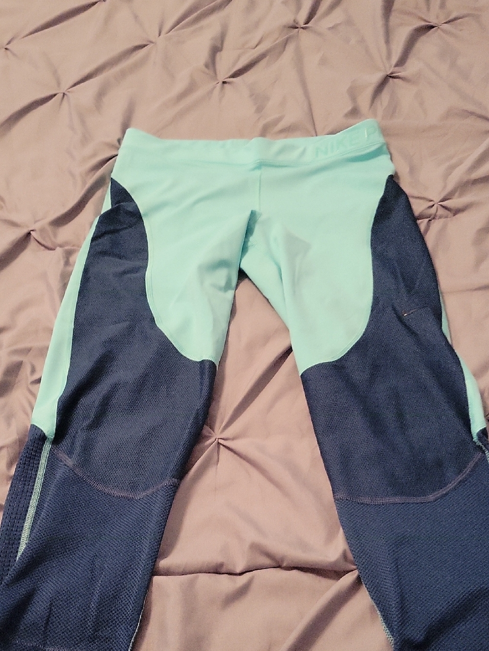Nike Mint Teal and Navy Colorblock Leggings
